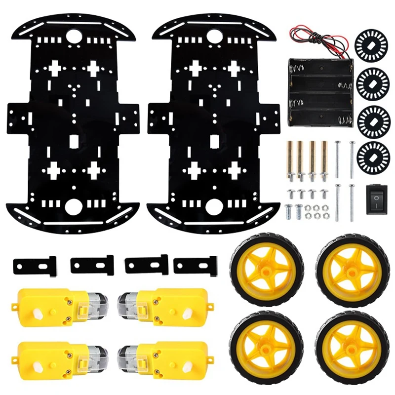 

Intelligent Robot Assembly Car Kit DIY Kit Four-Wheel Drive Double Bottom Build Acrylic Base Car Learning Programmingkit