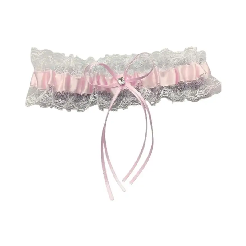 

39BB Элегантная подвязка с розами и бантом Регулируемая кружевная повязка на ногу для женщин Праздничное свадебное платье Наряды