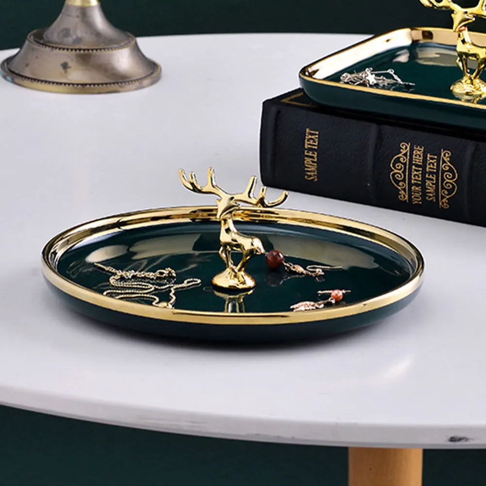 

Deer Ceramic Jewelry Dish Decorative Ring Holder Jewelry Storage Tray Earring Bracelet Organizer Bracelet Storage Dish