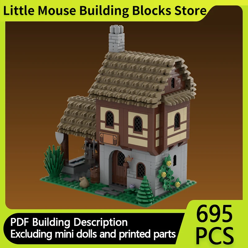 

Medieval Castle Model MOC Building Bricks Village Wooden House Modular Technology Gifts Holiday Assemble Children Toys Suit