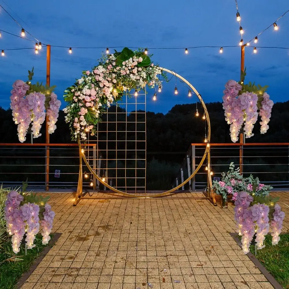 Realistic Solar Wisteria Flower Lamp Creative Waterproof Landscape Lawn Lamp Cordless Artificial Simulation Flower Lamps
