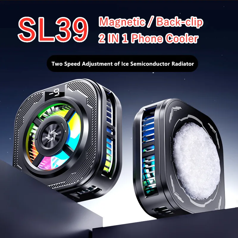 

SL39 Mobile Phone Silent Semiconductor Game Cooler Magnetic/ Back-clip 2 in 1 Freeze Cooling Radiator for IOS Android Universal