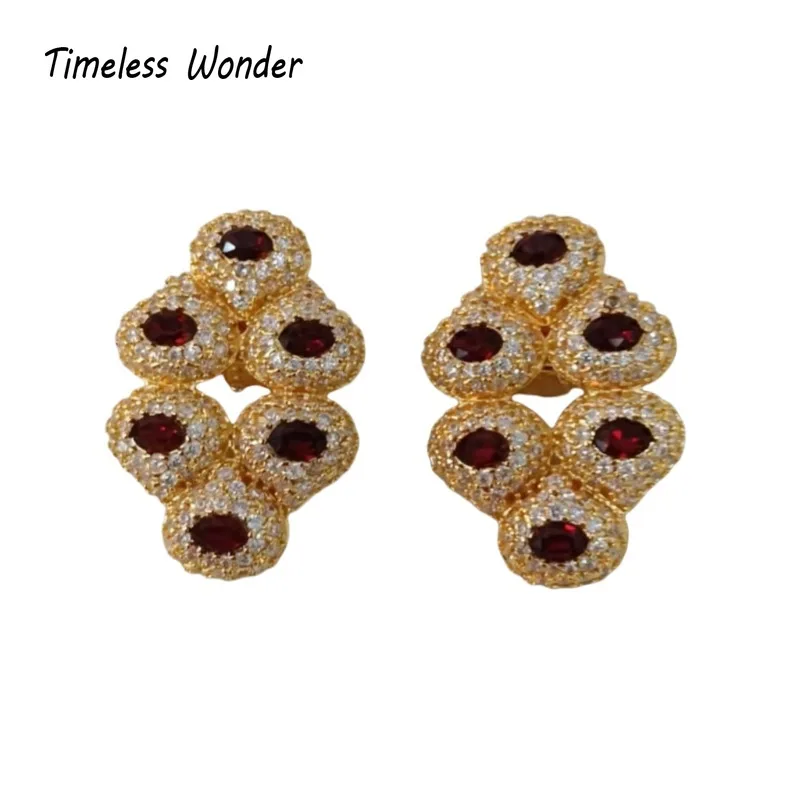 Timeless Wonder Fancy Zircon Geo Glass Clip on Earrings for Women Designer Jewelry Gift Brincos Trendy Top Mix Rare Sweet 3288