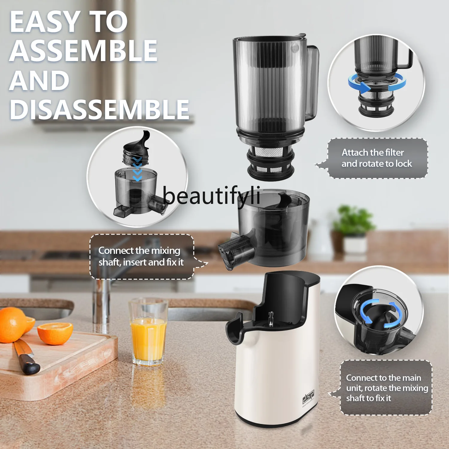 Juicer  residue separation raw juice machine household automatic slag juice slow grinding large diameter fried