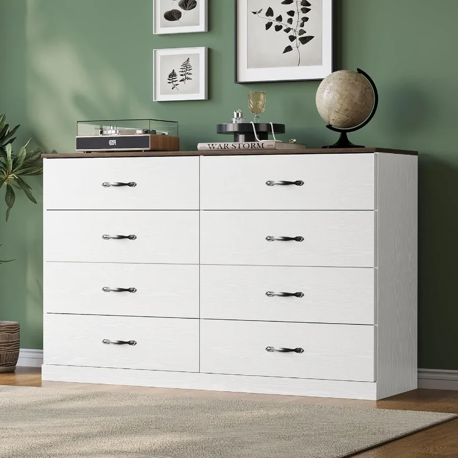 

8 Drawer Dresser for Bedroom 54 Wide Chest of Drawers with Modern Wood Frame and Metal Handles Ideal Large Drawer Organizer for