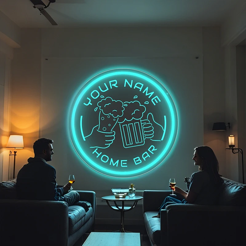 Custom LED Neon Sign with Cheers Logo - Personalized Round Decorative Light, Bright Wall-Mounted Sign for Bars, Pubs view 4