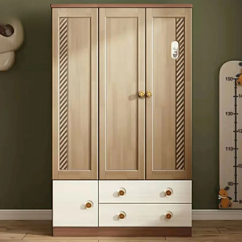 Modern Children's Wardrobe Two-Door Three-Door Armoire with  Drawers Kids Bedroom Storage Locker