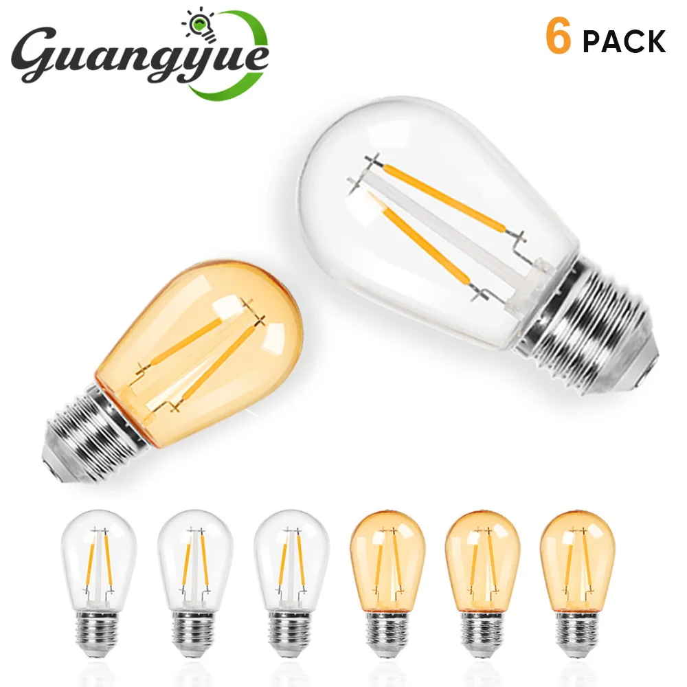 

Shatterproof LED E27 Light Bulbs 110V 220V Waterproof LED Lamp for Outdoor String Lights Warm White Vintage Edison Filament Bulb