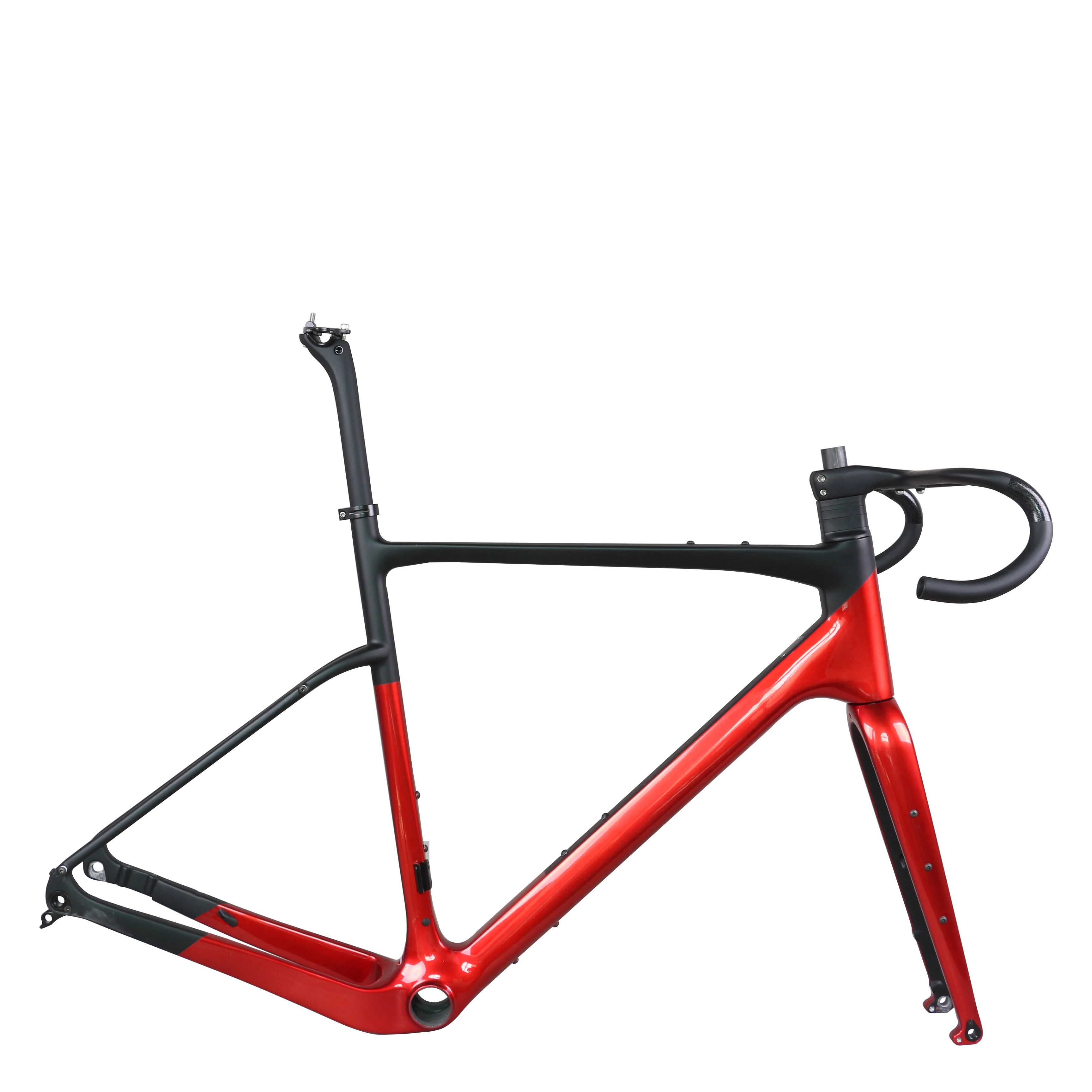 

Full Hidden Cable Disc Brake Gravel Bike Frame GR044 Metallic Red Black Paint Design Full Carbon Fiber Toray T1000