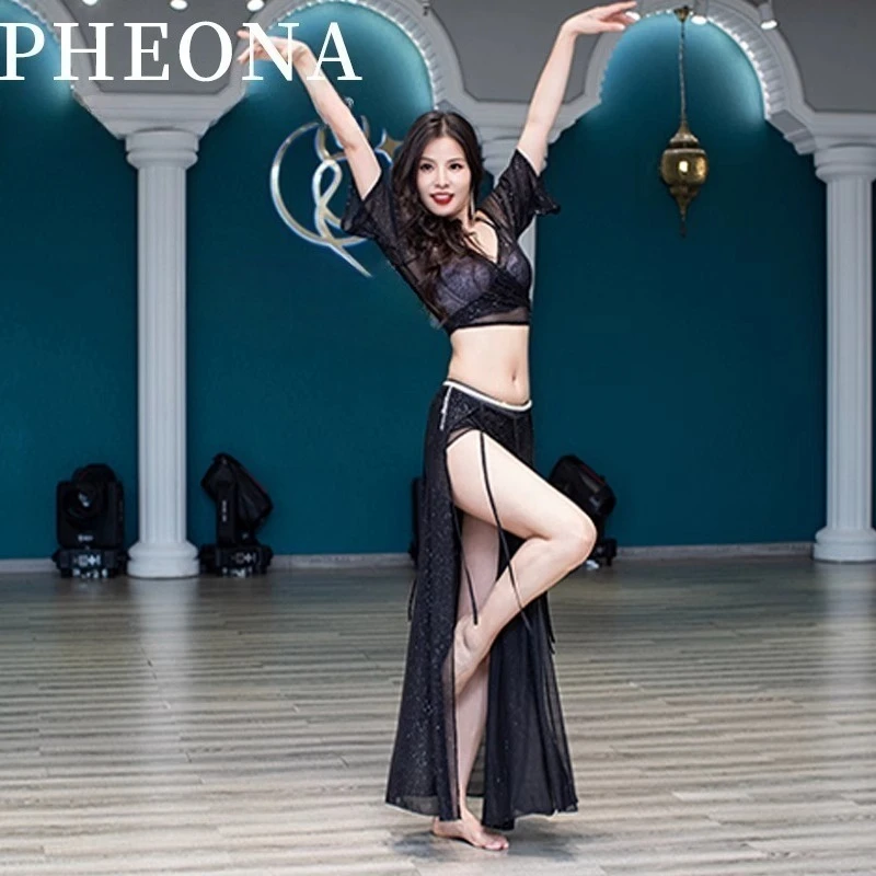 Customized New Belly Dance Costumes Practice clothes Class Dress Top+Split Skirt