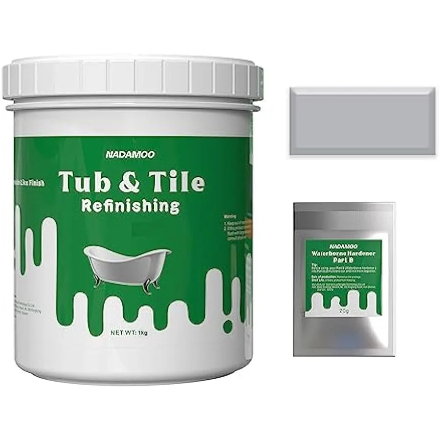 NADAMOO Tub and Tile Refinishing Kit Light Gray1kg 35 oz Without Tools