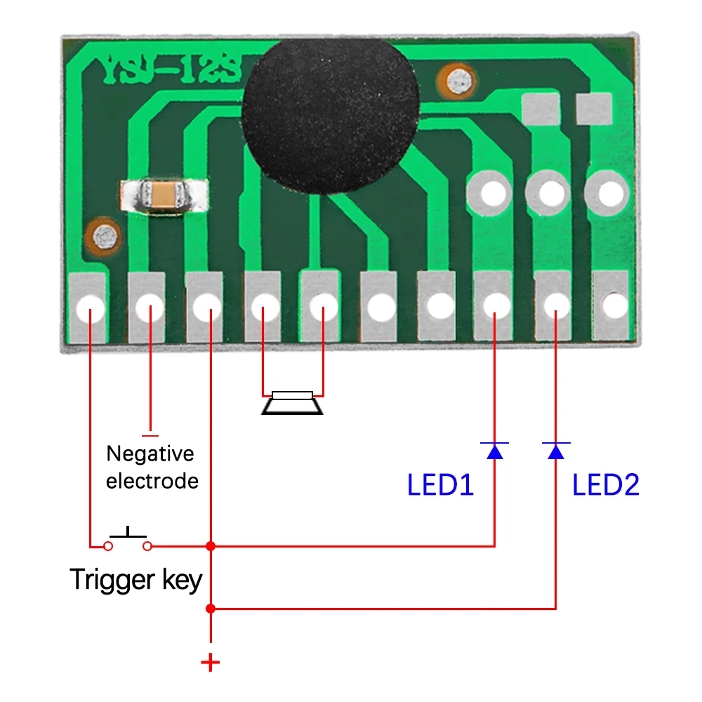 1PCS 12 children's songs, music module YSJ-12S dual tone 12 English music with LED scintillation module