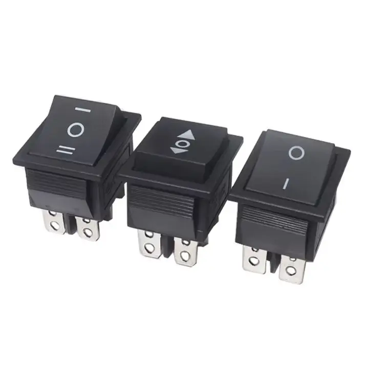 【5-1PCS】 KCD4 25X31mm Black Rocker Switch 6 Pin 3 Position ON-OFF-ON Double Reset/Latch Switch 16A 250V 20A 25A 125VAC