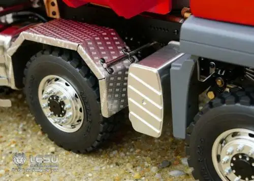1/14 LESU 8*8 TGS RC Dumper Roll On/Off Truck KIT Hydraulische Lifting Geschilderd Rood Geluid systeem Licht ESC Cilinder Speelgoed