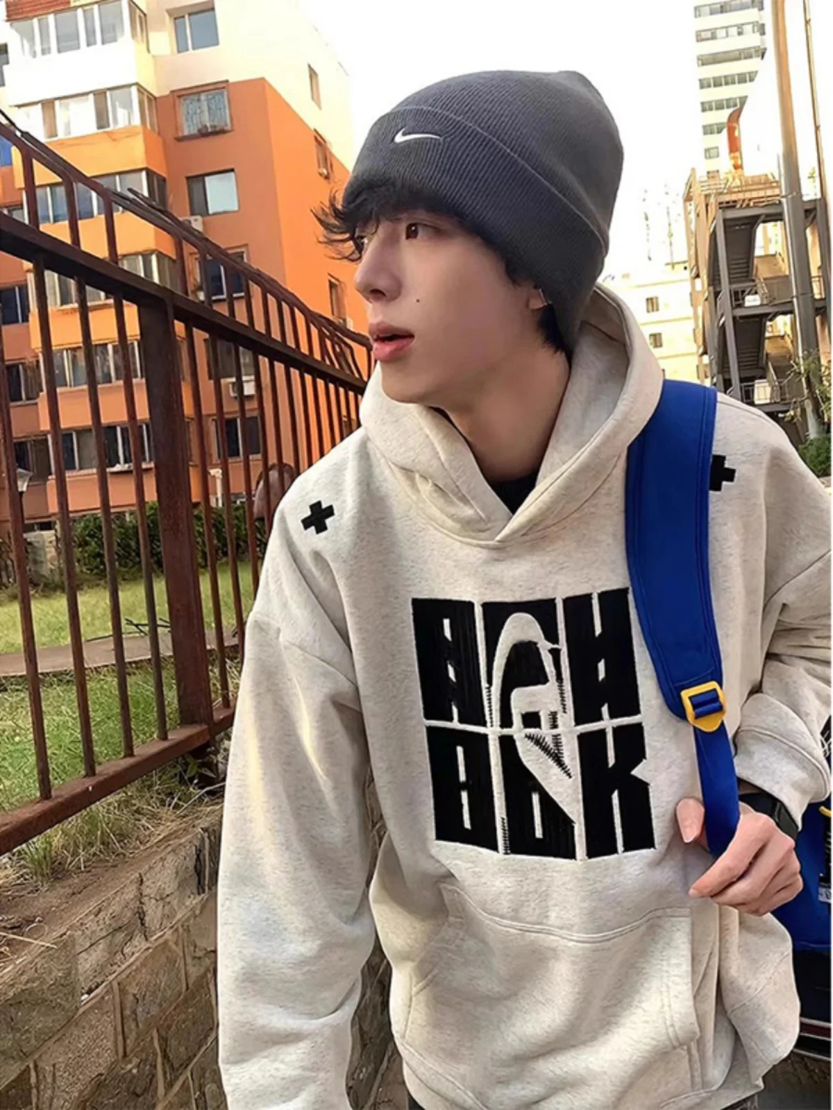 

Hooded Embroidered Sweatirt Men's Autumn Winter Faion Brand High-End Feeling Jaet Heavyweight American Retro Couple Top