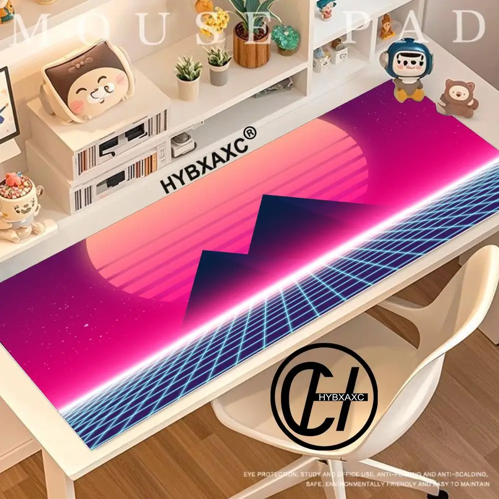 Vaporwave deskpad protetor de escritório jogos decoração de escritório rgb mouse pad gamer 90x40 mause pad 80x40 mousepad retro tapete azul