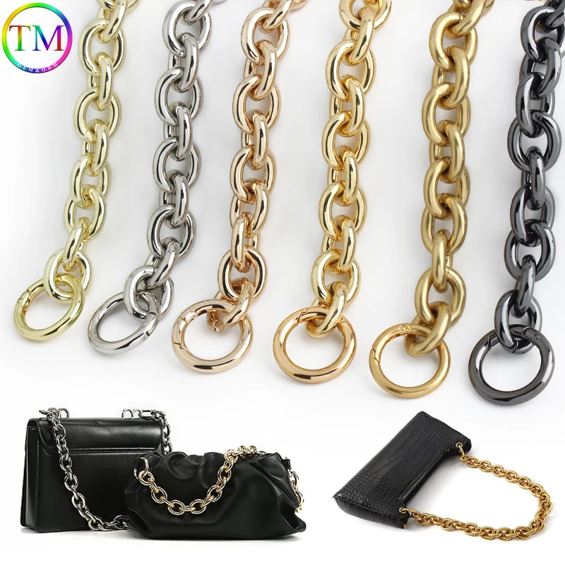 30-120CM 24mm Wide Aluminum Chain With Round Spring Rings For Necklace Belt Hand-Woven Bags Shoulder Crossbody Strap Accessories