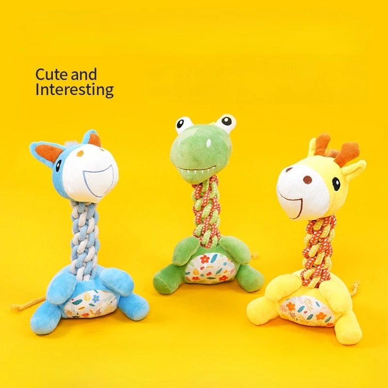 Sound Giraffe Cat Dog Toys for Aggressive Chewers Dogs Teeth Cleaning Chew Squeak Toy Puppy Interactive Plush Doll Pet Supplies