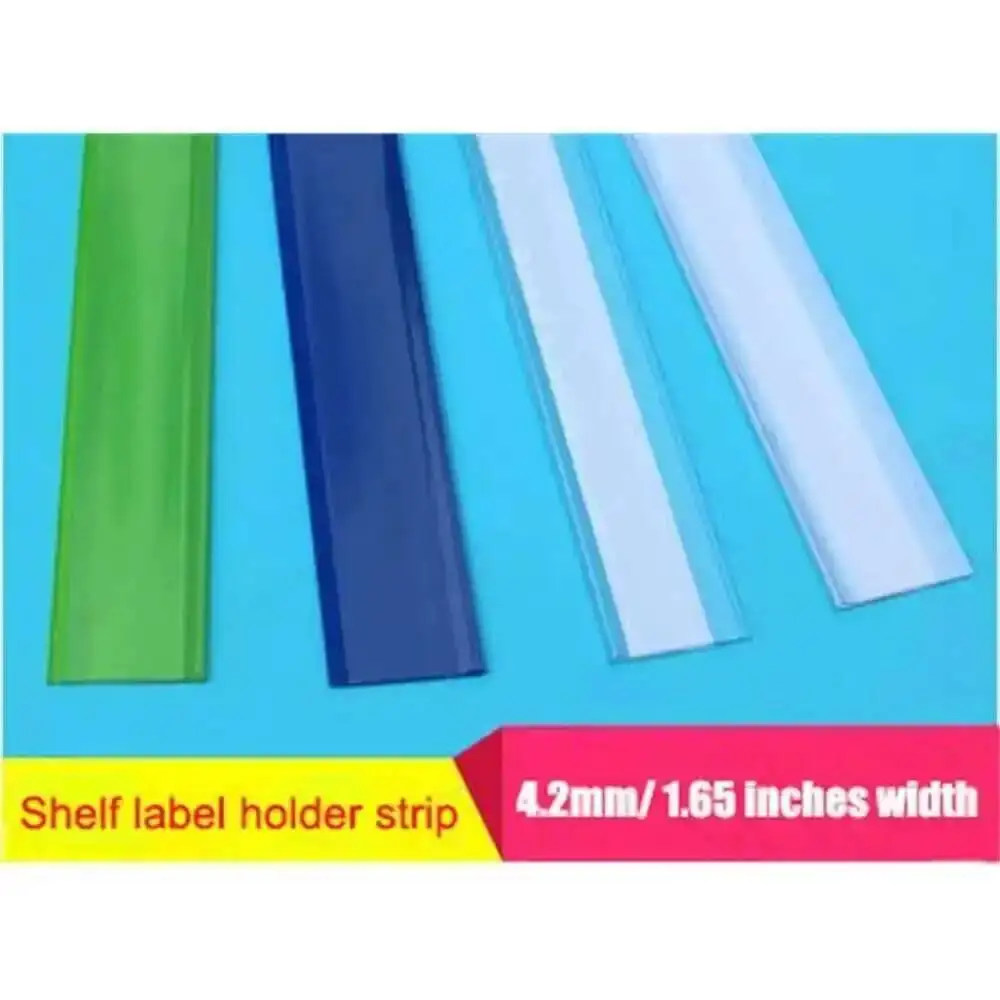 50pcs Width 42mm L 1.2-1 M With Tape Flat Adhesive Label Holder Strip Shelf Price Talker Ticket Sign Clip Plastic Data Strip