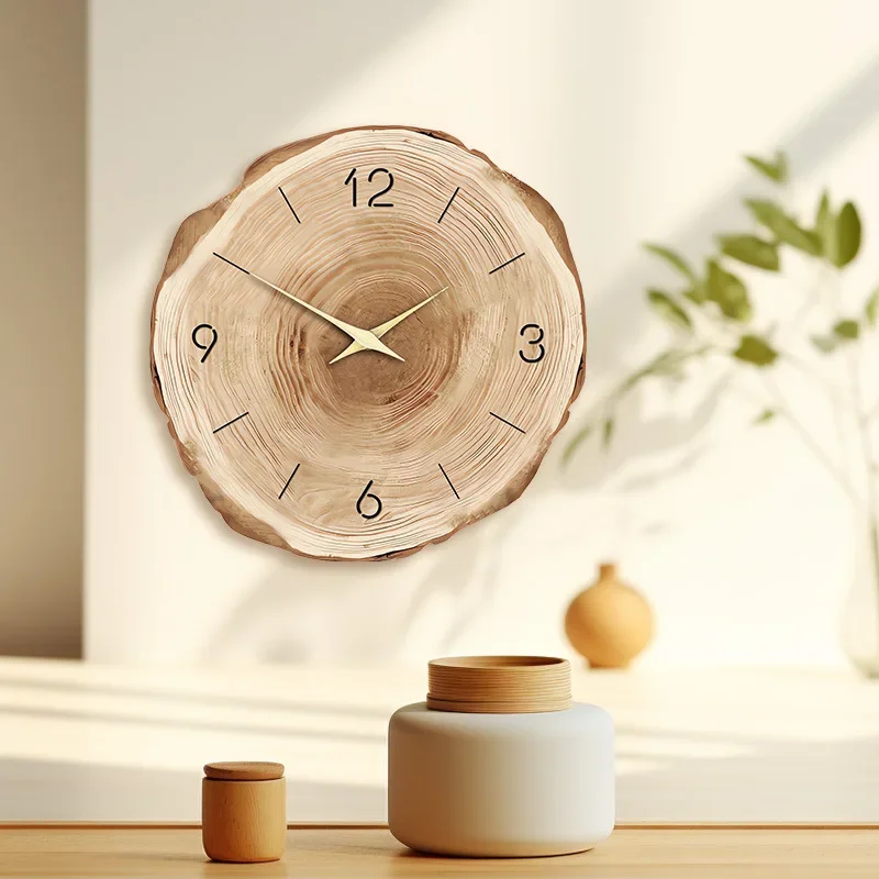 Minimalist Artistic Wood Grain Wall Clock - Silent, Modern Living Room Decor