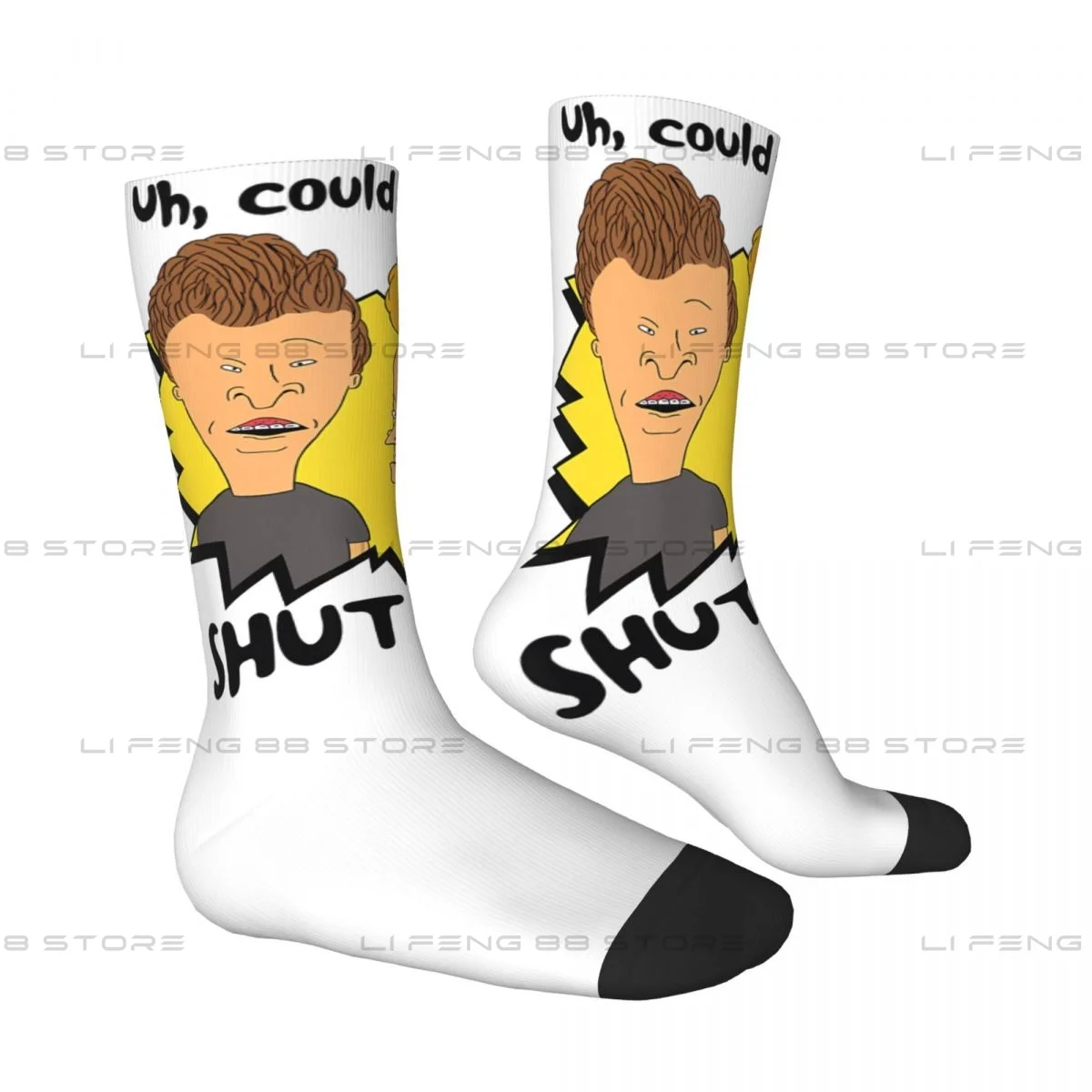 Funny Bickering Shut Up Graphic Beavis and Butthead Unisex Winter Socks Cycling Happy Socks Street Style Crazy Sock