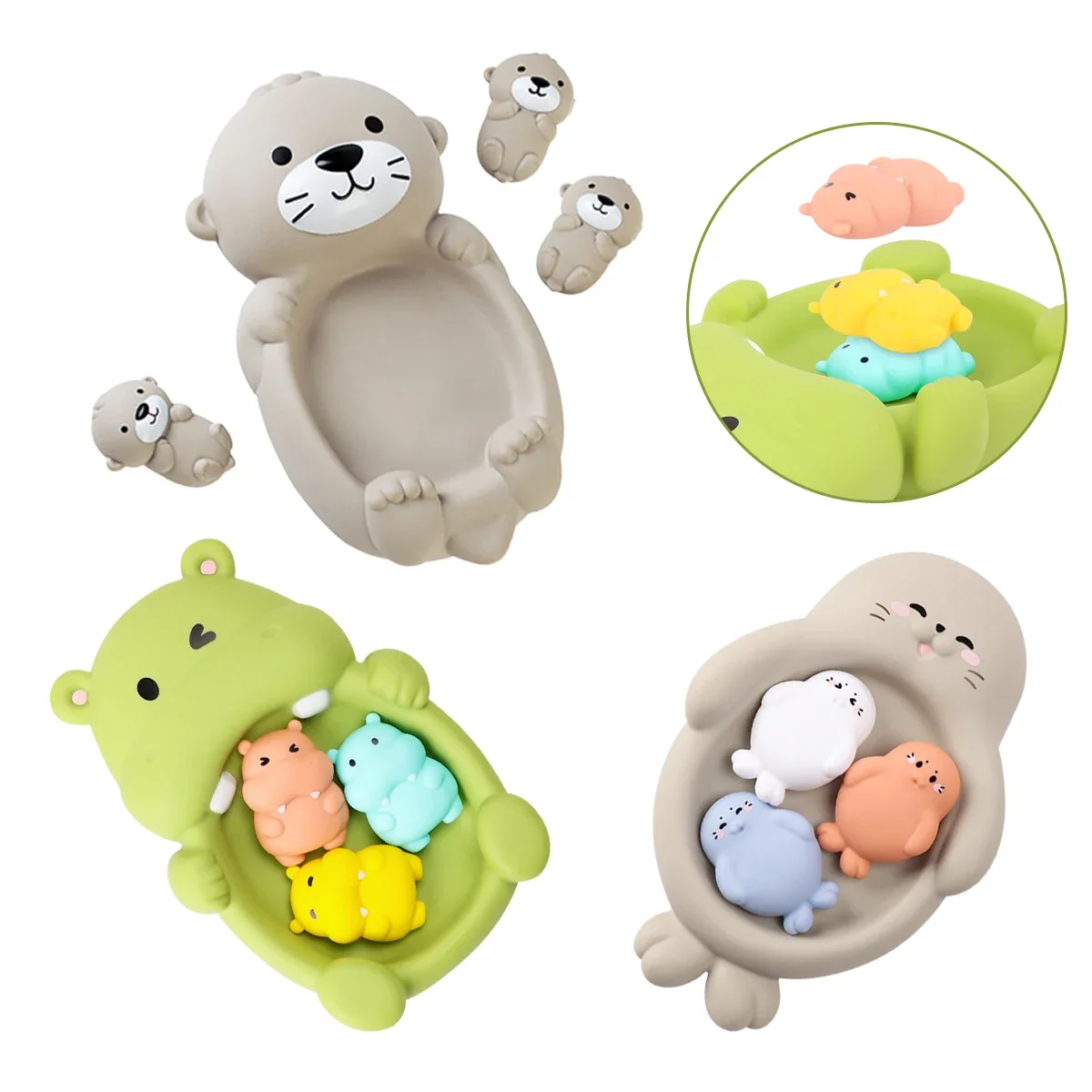 4 Pcs Baby Bathroom Floating Animal Sea lion Hippopotamus Water Children Summer Swimming Pool Bath Toys For Gifts