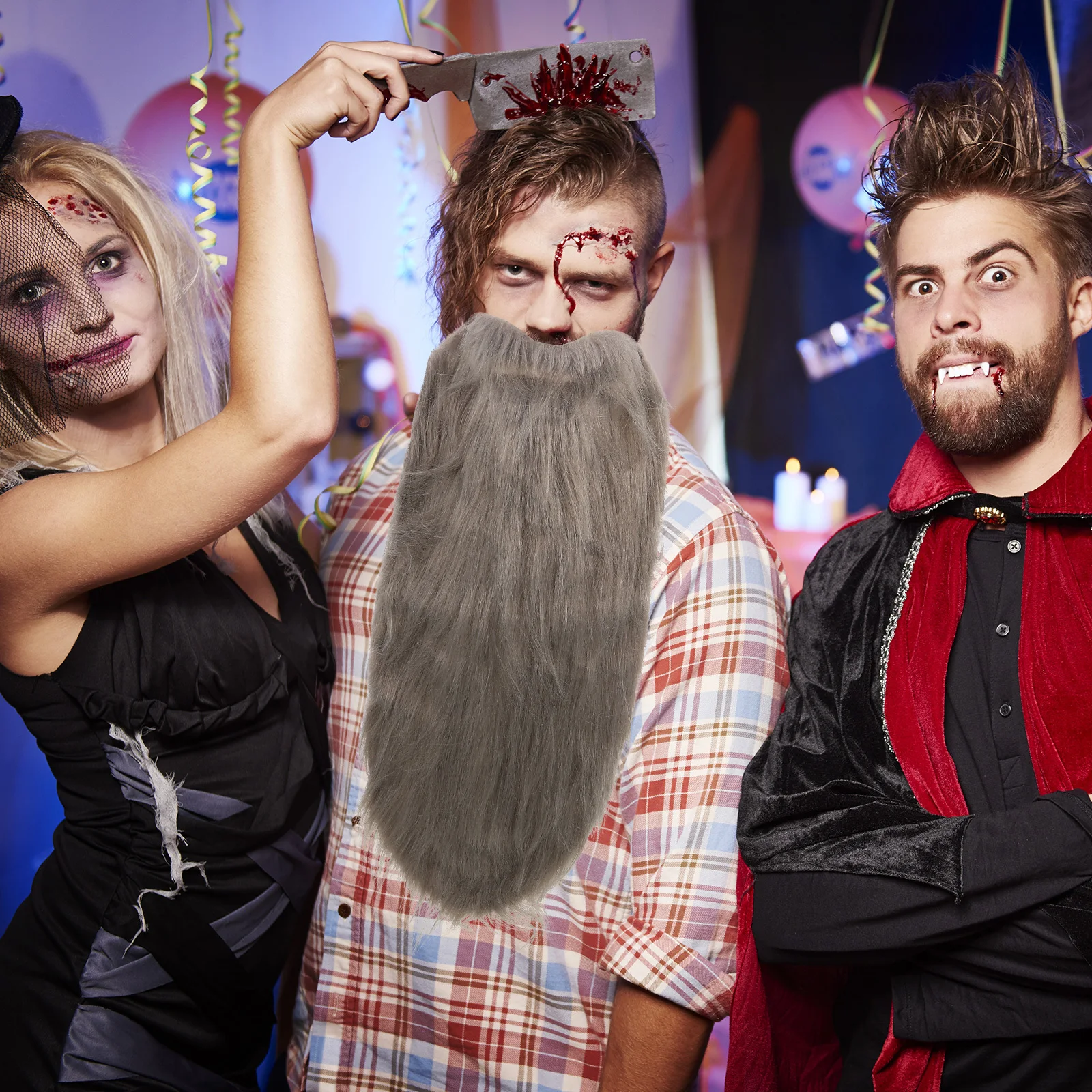 

Long Fake Beard Costume Realistic Design Dress-Up Party Masquerade Cosplay Funny Beard Mustache for Men and