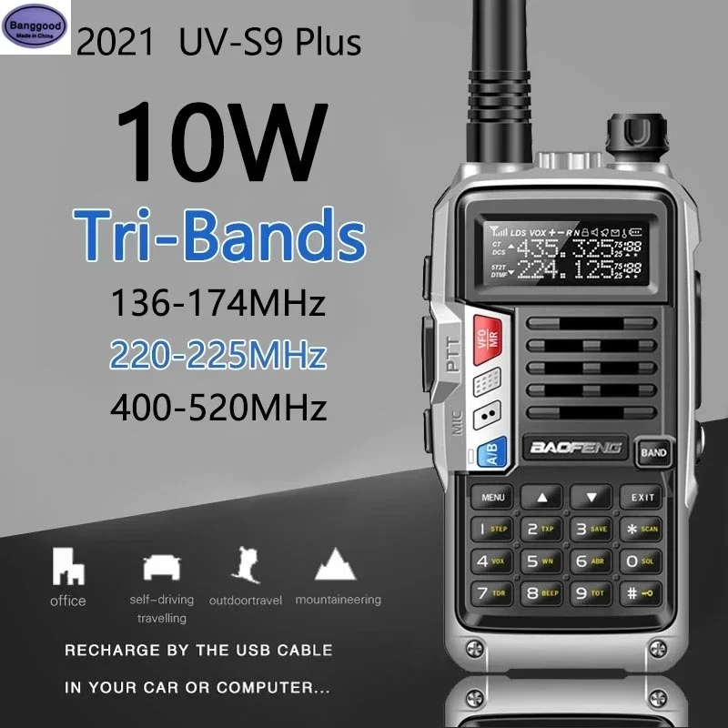 BAOFENG UV-S9 Plus V1 V2 10W Powerful Handheld UHF VHF Dual Band 16KM Long Range Waterproof Walkie Talkie Ham Two Way Radio