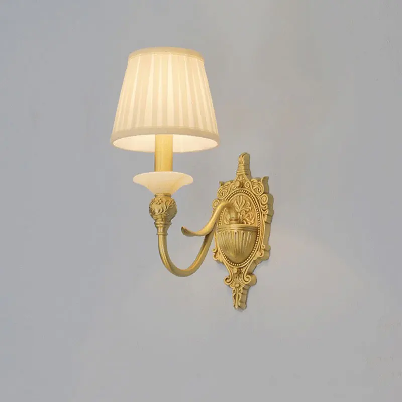 

Retro Living Room Bedroom Hallway Lights Bed Headlights Creative Staircase European Style All Copper Jade Lighting Fixtures