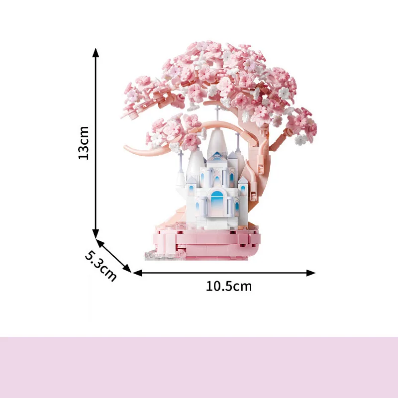 Kreatywna architektura krajobraz zewnętrzny Sakura domek na drzewie Mini blok kwiat wiśni zamek budynek cegła zabawki budowlane