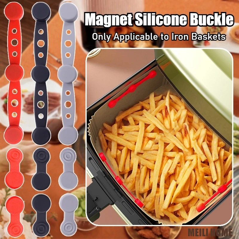 Reusable Air Fryer Magnet Silicone Buckle for Holding Down Air Fryer Parchment Paper Liners Prevent Paper Gasket From Burning