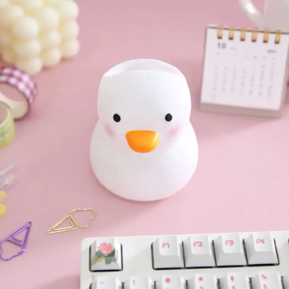 Pen Holder Cute Duck Shape Multifunctional Plastic Cartoon Duck Pencil Pot Container Desktop Storage Organizer Student Supplies