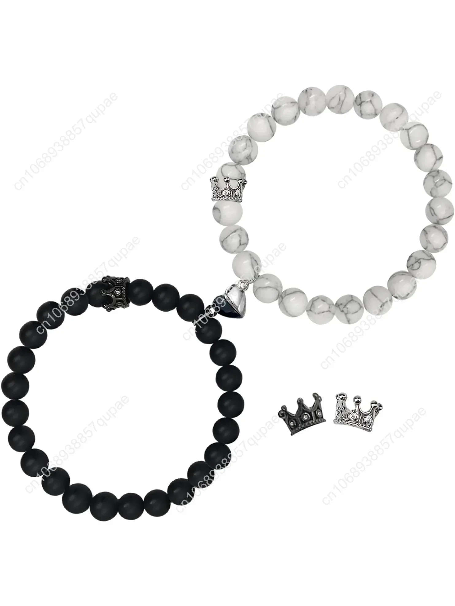 

Couples Bracelets King&Queen Crown His and Her Bracelets Heart Matching Bracelets Long Distance Relationship Gifts for Bo