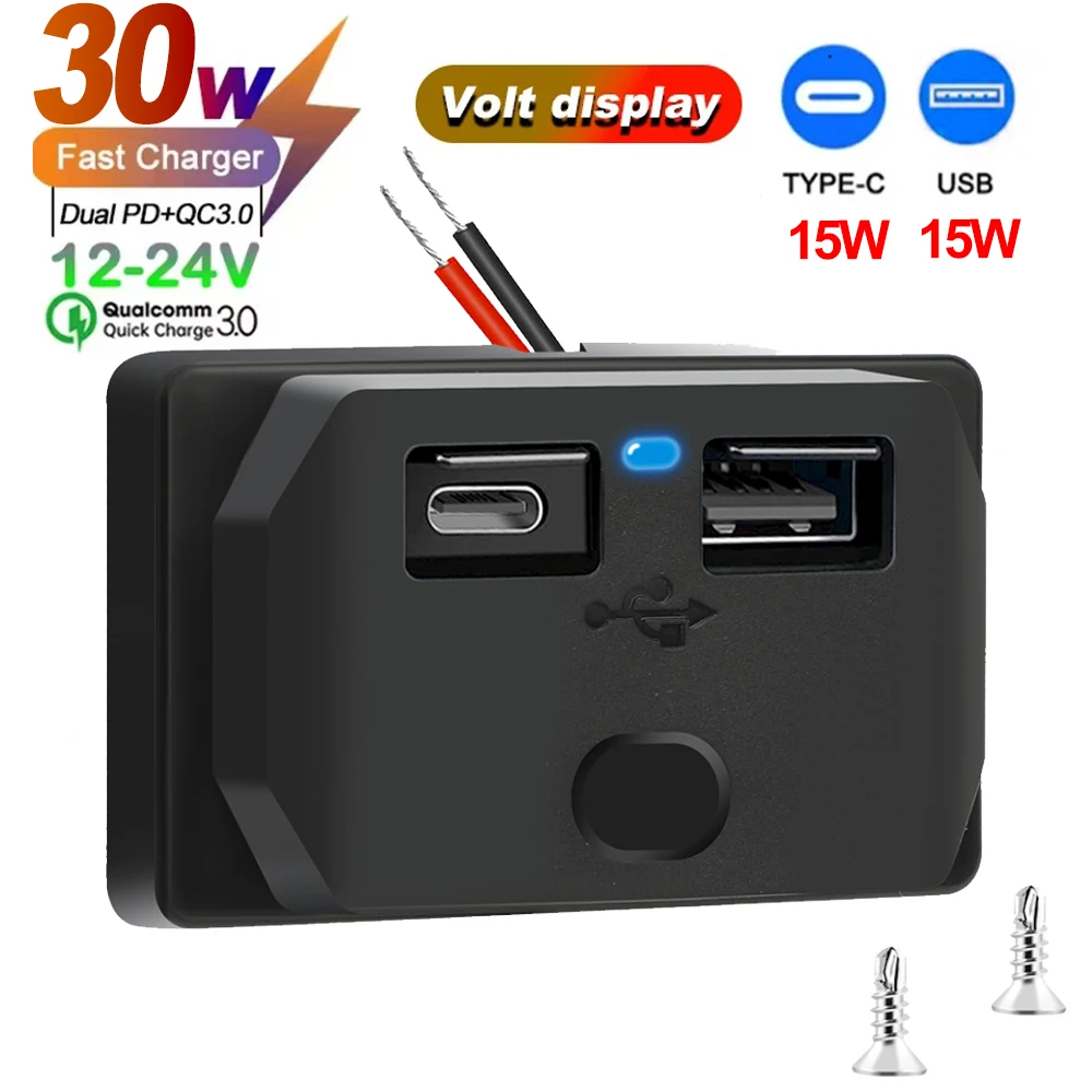 Autolader stopcontactadapter met schakelaar 2/4 poorten 12V 24V PD QC3.0 oplaadsplitter voor bus camper ATV vrachtwagen boot