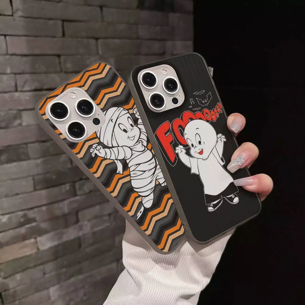 

Cute Friendly Ghost C-Casper For IPhone 17 16 15 14 13 12 11 Pro Max Plus Pro Clear Phone Cover Non-Slip Shell