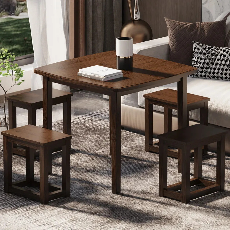 #Modern Foldable Square Bamboo Wood Dining Table For Small Spaces Hotels Apartments Villas
