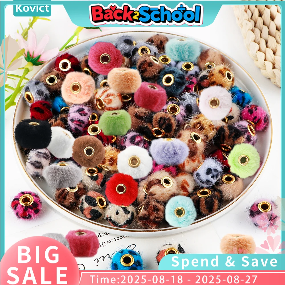 

30pcs 20mm Plush Fur Covered Ball Beads Pompom Beads For Jewelry Making Straight Hole Charms For Jewelry DIY Necklace Pendant