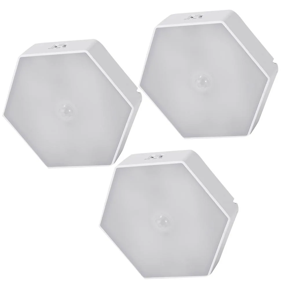 3pcs 1.2W Led Human Body Induction Light Night Lamp For Stairs Hallway Closet Cabinet Corridor Warm White Auto On Off
