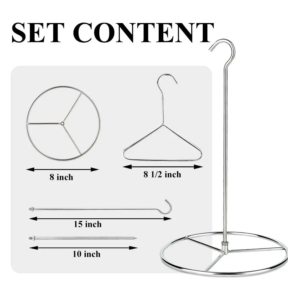 Stainless Steel Turkey Fryer Rack Kit Vertical with Lifter Hook Roasting Grill Stand Replacement Parts Chicken Roaster Rack