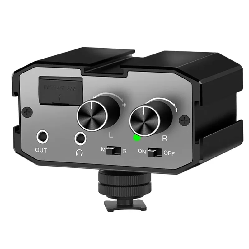 【B74A】Microphone Audio Mixer Adapter For DSLR Cameras Real-Time Monitoring Dual Channel 3.5Mm Port