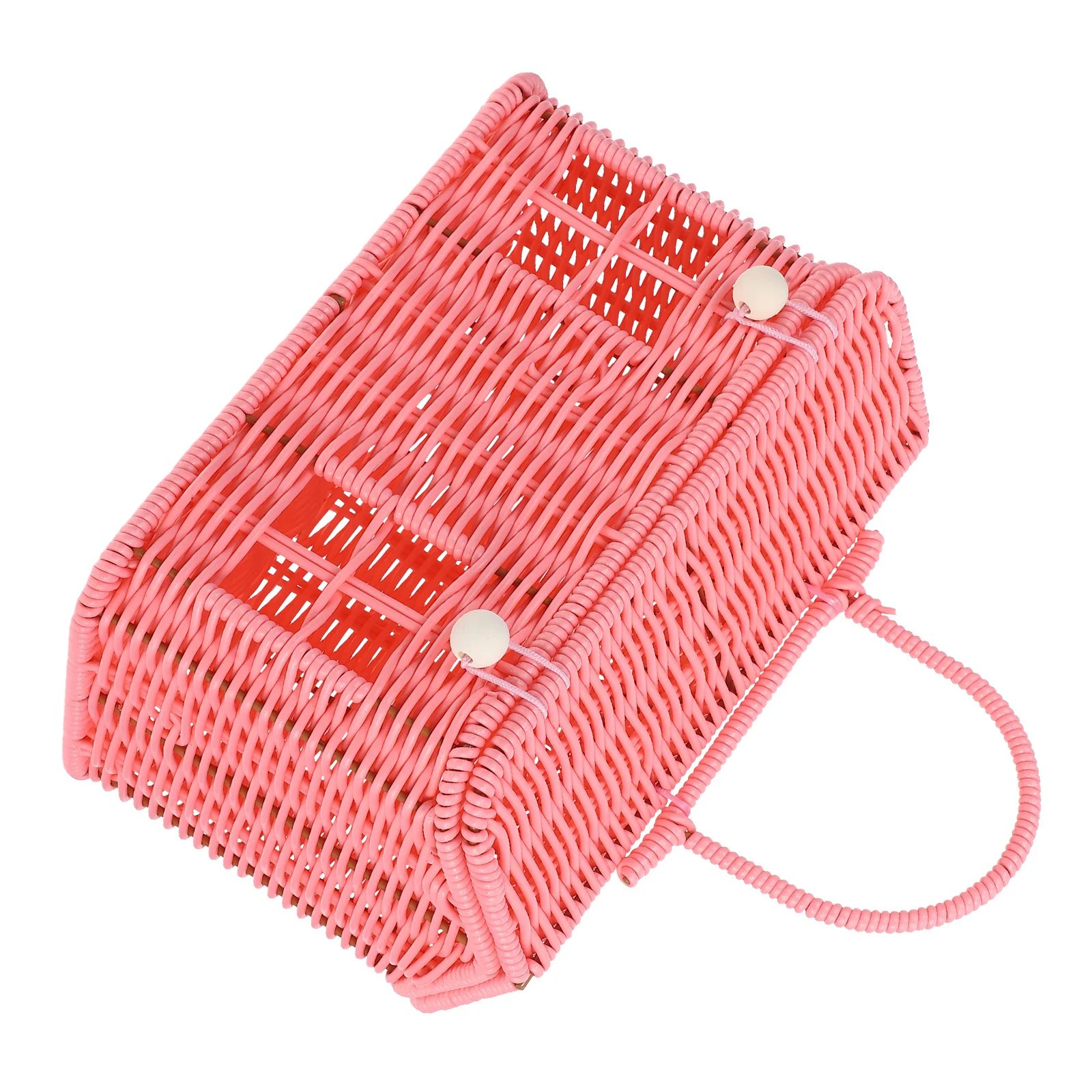 

House Shaped Basket Imitation Rattan Woven Portable Picnic Basket with Handle Snack Serving Fruit Storage Organizer