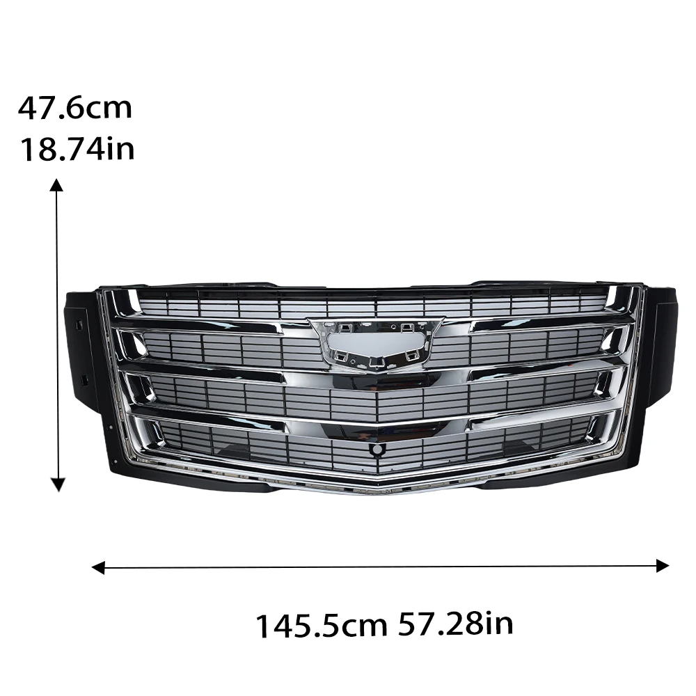 Chrome Silver Style Front Upper Grille for Cadillac Escalade 2015 -2022 Replacement 23399558 84051291Racing Grills accessories