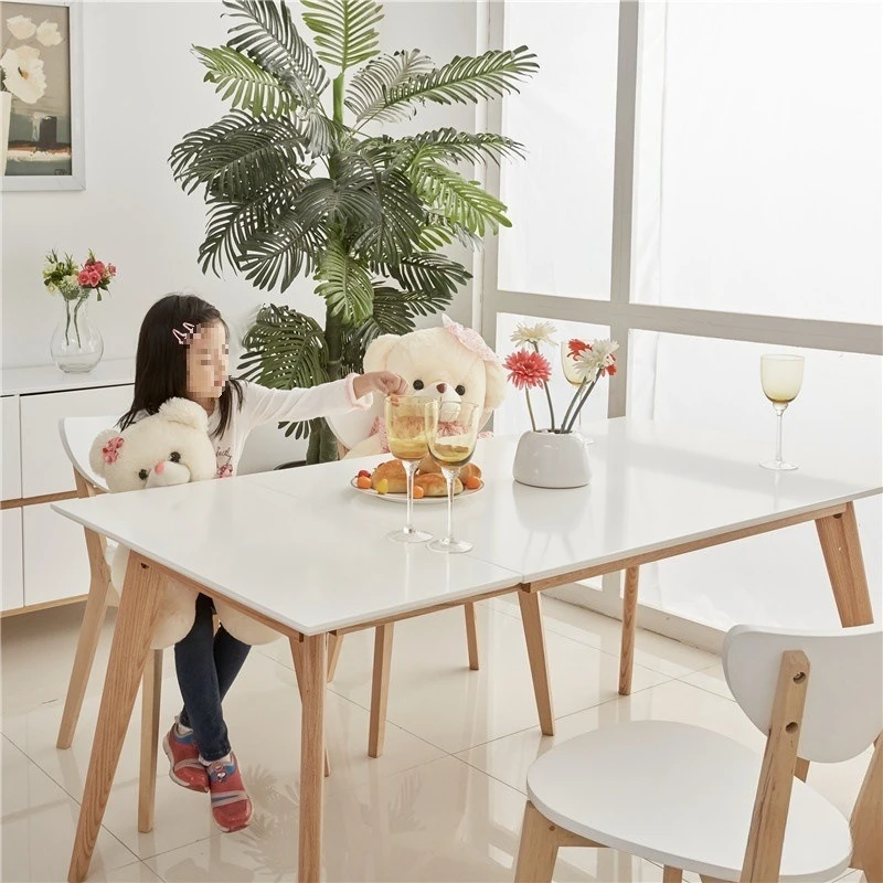 Pull and telescopic, Nordic folding deformation, log style, dining table