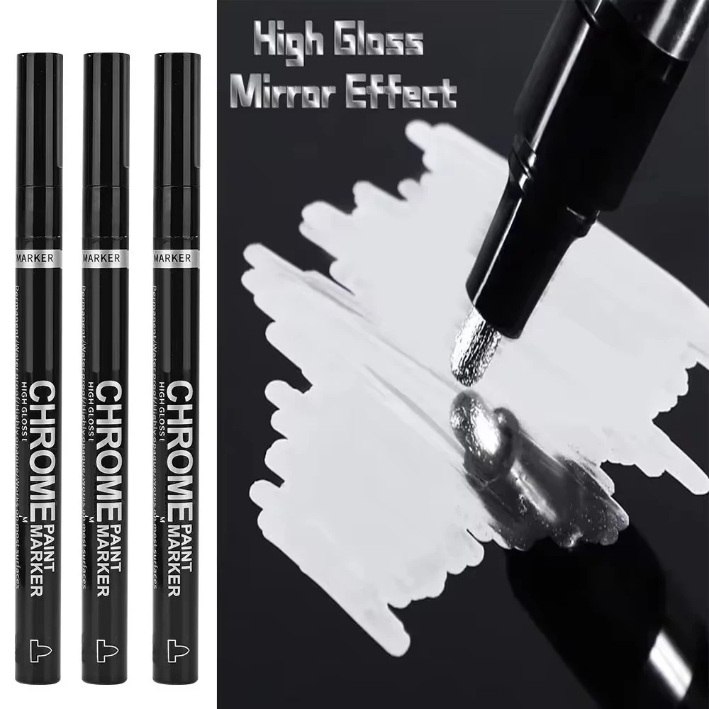 1-12 Stück Chrom-Spiegelmarker-Set Wasserfeste DIY Reflektierende Farbstifte Gold Silber Marker Modellmalerei Kunstmarker Zubehör