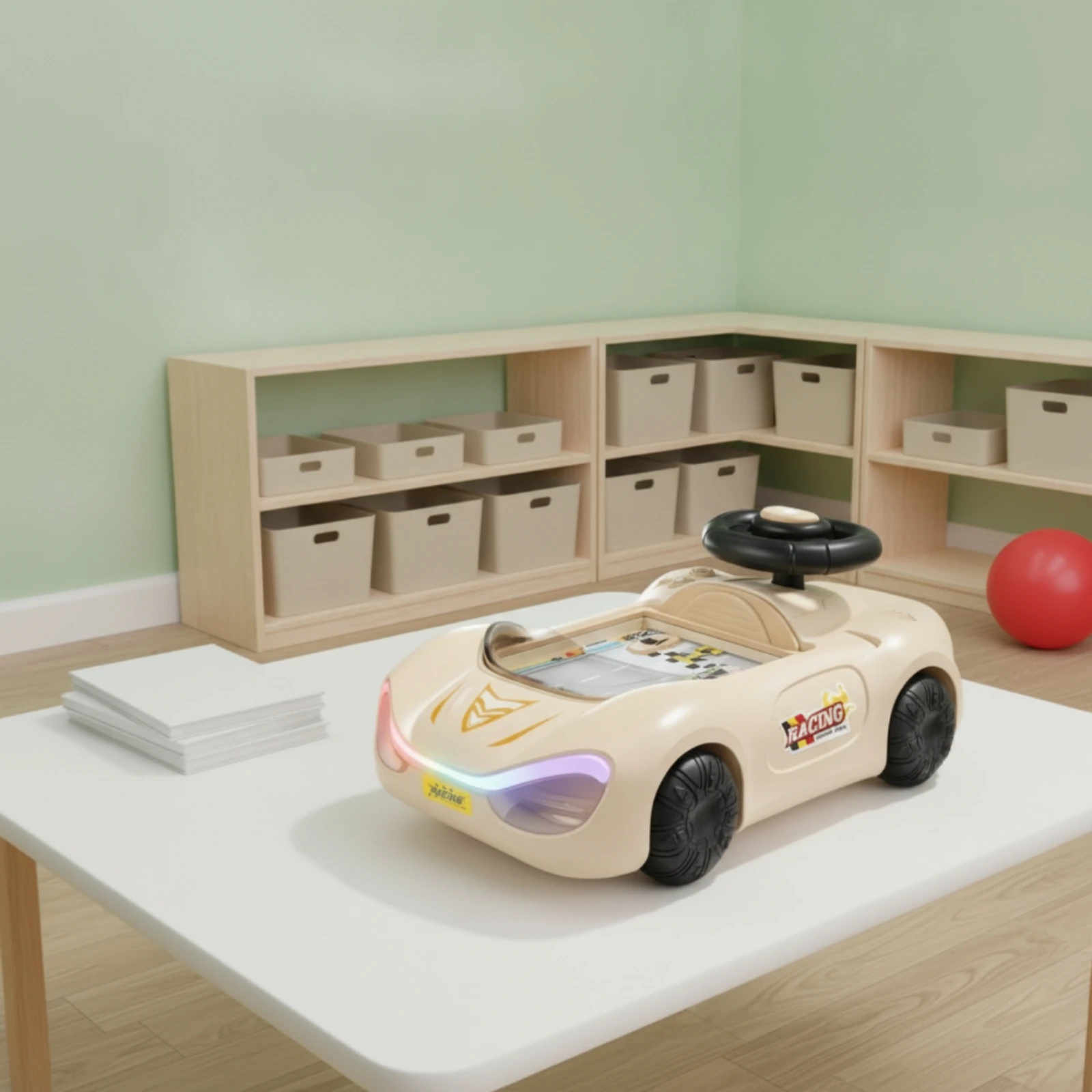 Steering Wheel Racing Car Toy Compact Racing Steering Wheel Toy Tabletop Game Light-up Realistic for Children, Desktop, Playroom