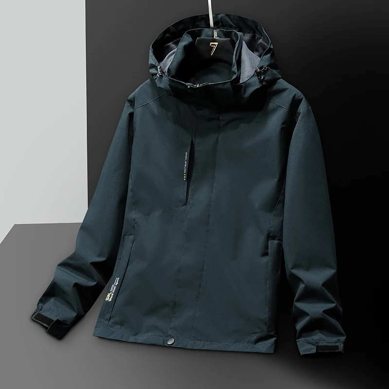 Spring Autumn Men's Windbreaker Outdoor Windproof Waterproof Hiking and Camping Multi Pocket Tactical Coat Men's Hooded Jacket