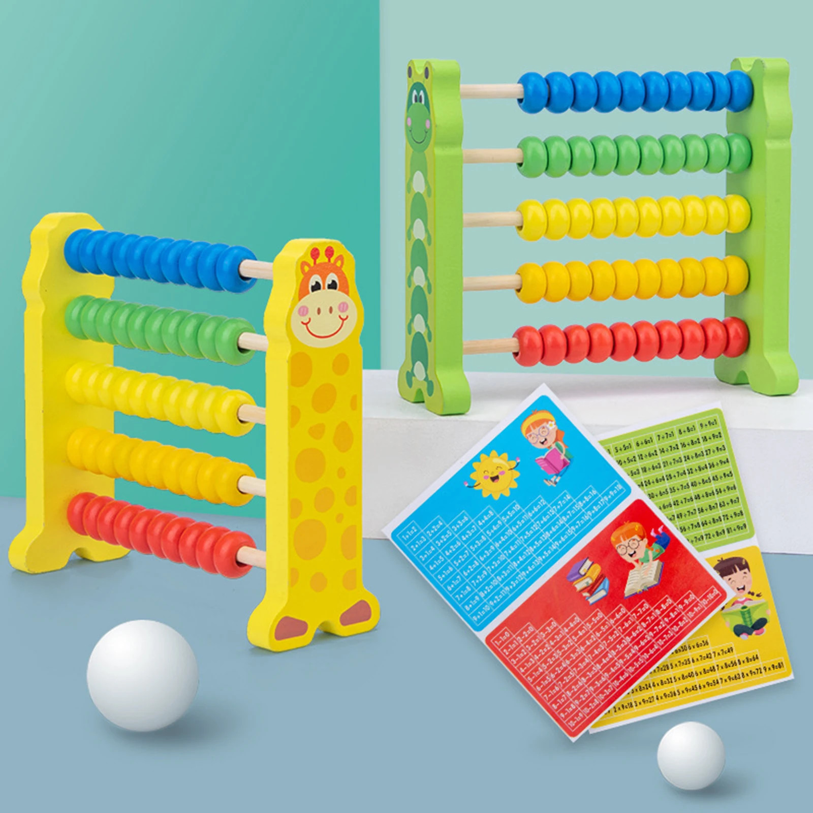 Juguete de juego de matemáticas con marco de ábaco de madera Montessori con cuentas multicolores educativo