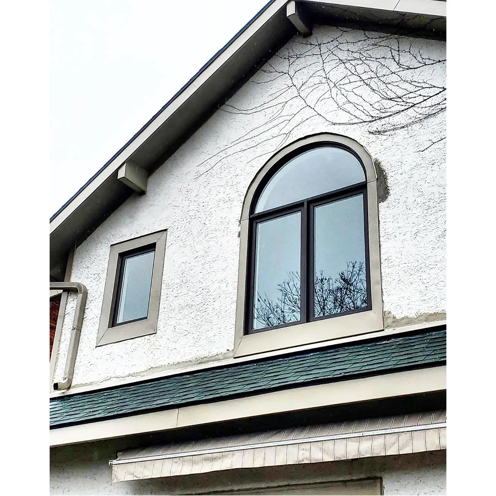 Finestra a battente con manovella ad arco in alluminio, decorazione domestica a doppio vetro