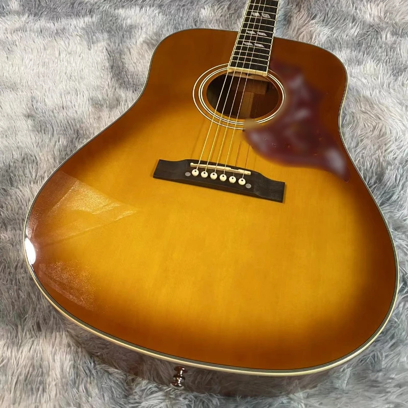 Guitarra Acústica de la Serie Bee Bird Color Naranja, Cuerpo de Picea Asperata, Mástil de Palisandro, Fondo de Caoba, Envío Gratuito