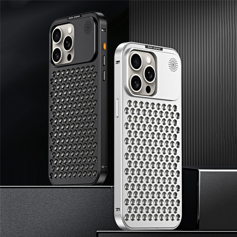 

Detachable Aluminum Alloy Case for iPhone 15 Plus 11 12 13 14 Pro Max Full Metal Aromatherapy Cover with Radiating Hole